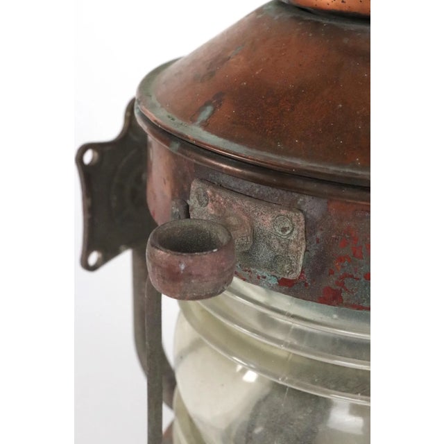 Copper Early 20th Century DHR Holland Ankerlight Copper & Glass Ship Lantern For Sale - Image 8 of 12