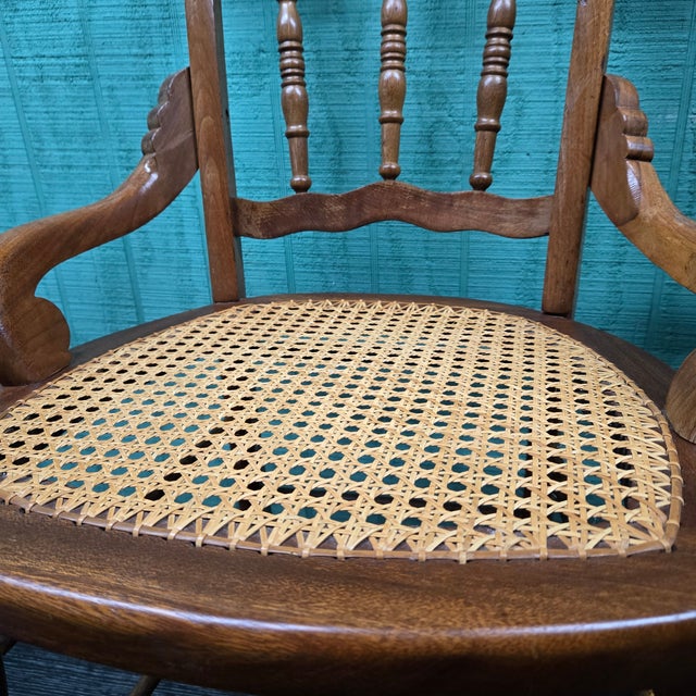 Brown Late 20th Century Wooden Set of Two Chairs With Wicker Seats For Sale - Image 8 of 12