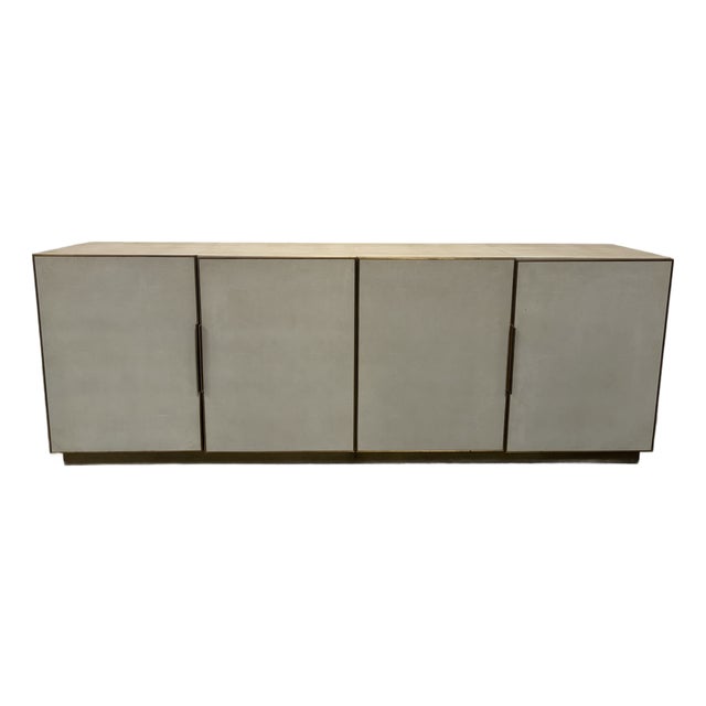 Restoration Hardware Modern Cela Shagreen-Inspired Leather Sideboard Buffet For Sale