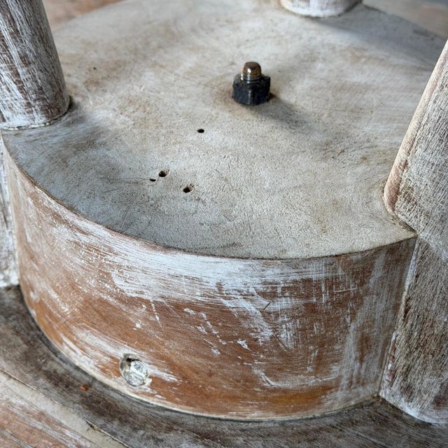 French Bleached Oak Side Table with Glass Top and Brass Detail, 1940s For Sale - Image 16 of 18