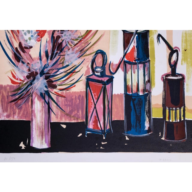 Flor David, Vases and Candles, Original Lithograph, 1970s For Sale