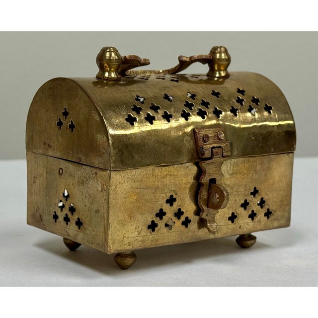 Brass Vintage Domed Brass Cricket Box on Ball Feet For Sale - Image 8 of 10