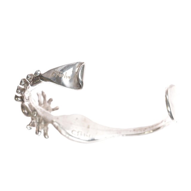 Metal 6.75" Carl Tasha (1943-2006) Brutalist Sterling Cuff Bracelet For Sale - Image 7 of 11