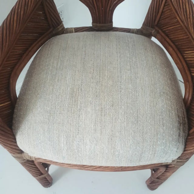 Brown 1970s Vintage Pencil Reed Bamboo Dining Chairs - Set of 4 For Sale - Image 8 of 12