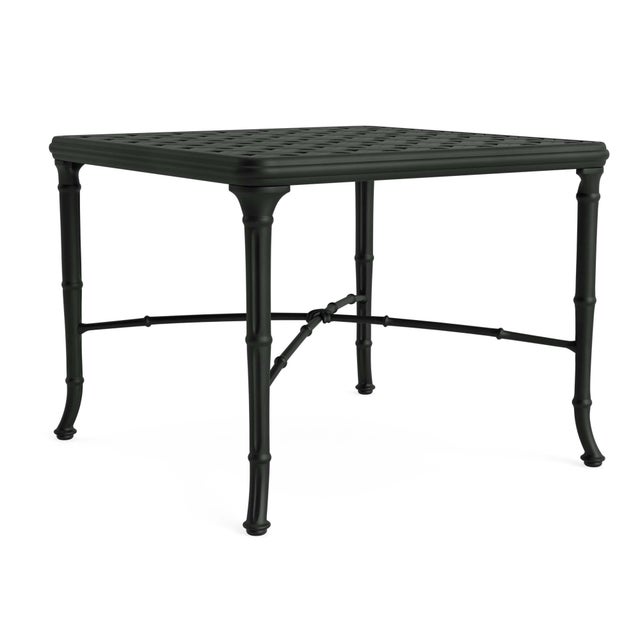 Brown Jordan Calcutta 26" Square Cast Top Corner Table in Black Jade For Sale