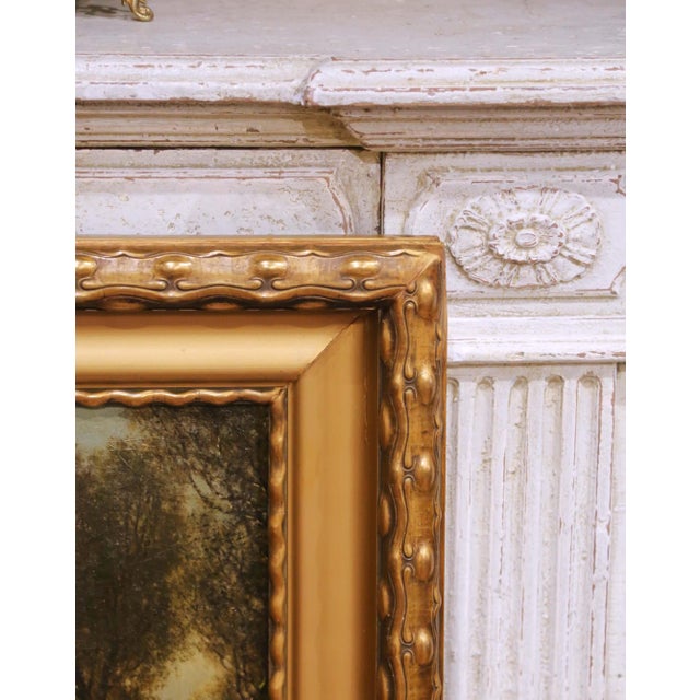 Wood 19th Century French Barbizon Style Landscape With Cattle in Gilt Frame For Sale - Image 7 of 9