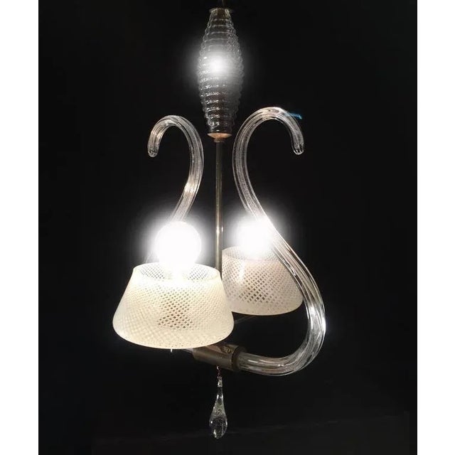 White Murano Reticello Chandelier, 1940s For Sale - Image 8 of 9