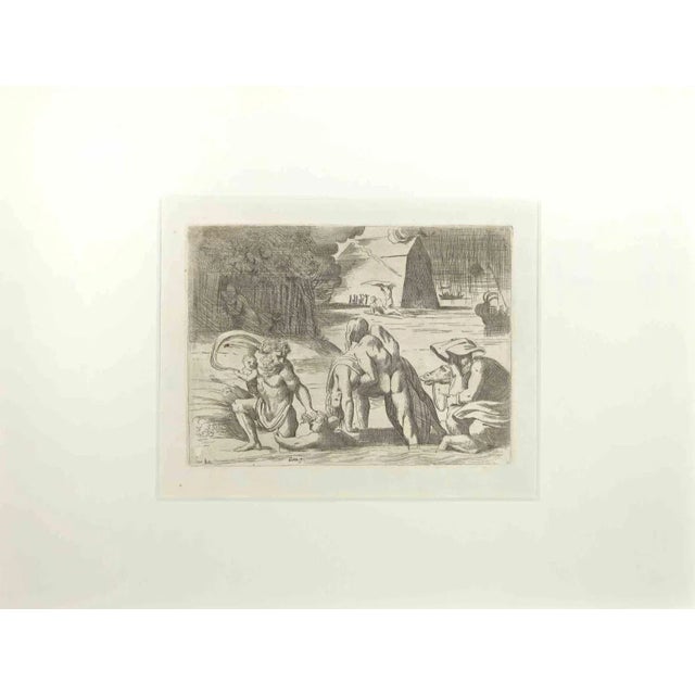 Giovanni Lanfranco, Genesis 7, Old Testament Story, Etching, 1607 For Sale - Image 3 of 3