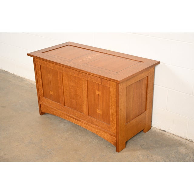 Stickley Harvey Ellis Collection Mission Arts & Crafts Inlaid Oak Blanket Chest For Sale - Image 18 of 18