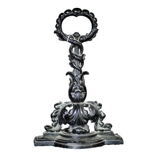 Antique Victorian Polished Cast Iron Door Stop/Porter For Sale