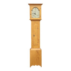 Late 20th Century David T. Smith Tiger Maple Tall Case Clock Grandfather Clock Ohio Benchmade