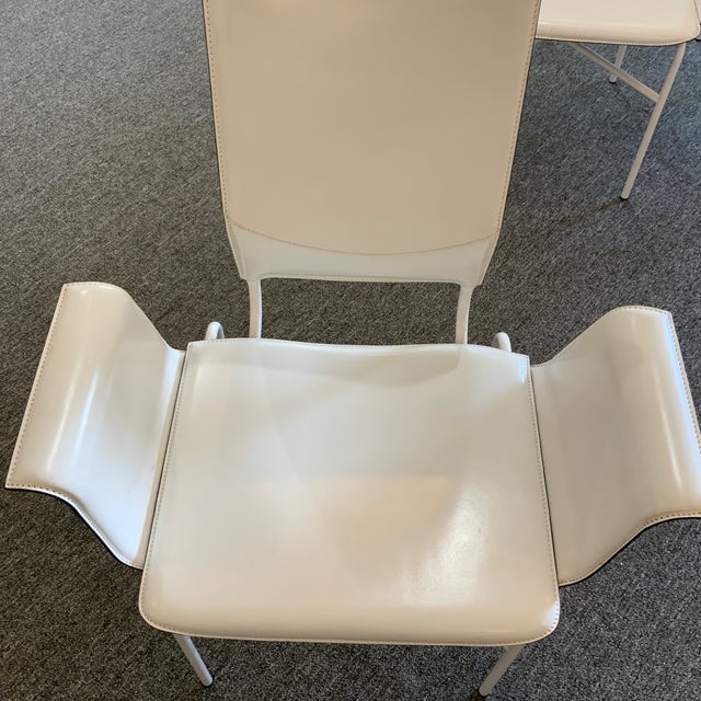 Matteo Grassi Dining Chairs Set of 6 in White Leather For Sale - Image 9 of 9