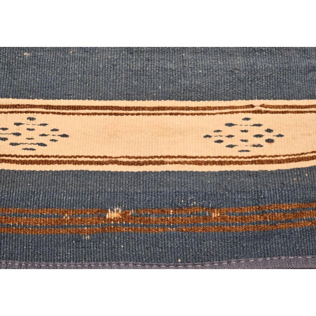 Textile Vintage Mexican Saltillo Serape Kilim Rug, Flat-Woven Wool Blanket, Royal Blue, 2x2 For Sale - Image 7 of 10