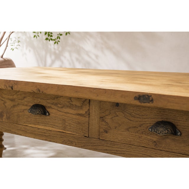 Large Oak Tailor's Table with Drawers, France, 1930 For Sale - Image 12 of 18