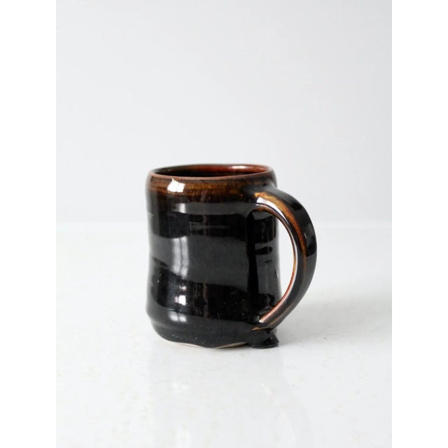 Brown Vintage Studio Pottery Mug For Sale - Image 8 of 11