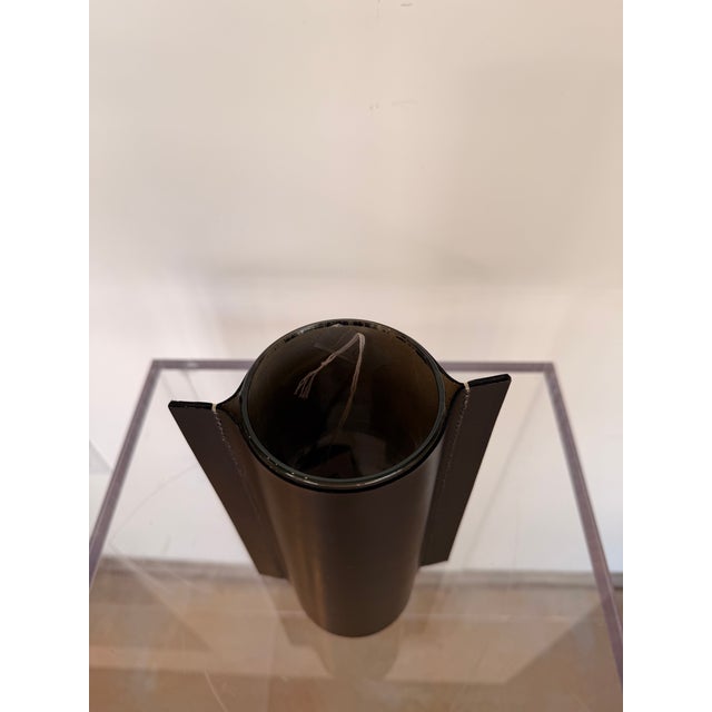 Early 21st Century Arteriors Two Toned Leather Vase (Small) For Sale - Image 5 of 6