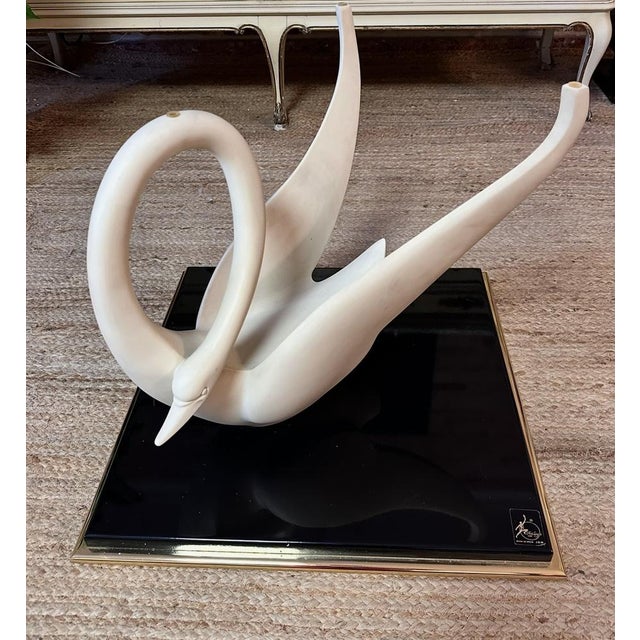 Vintage Sculptural Table with Swan Base from Maison Jansen, 1970 Original Signed Piece j.b.m. Stamp and Jofral Hardware Impeccable by Maison Jansen For Sale - Image 9 of 10