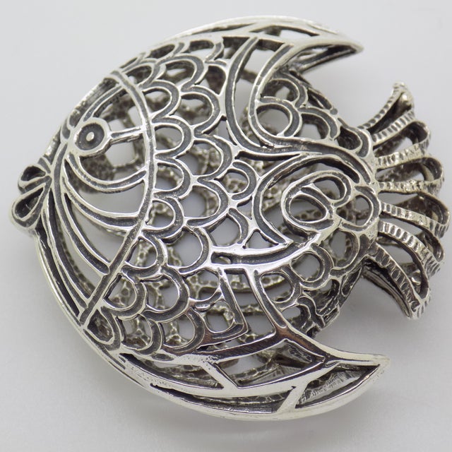 Vintage Italian Handmade Silver Tropical Fish Figurine, Naples, 1980s For Sale - Image 14 of 14
