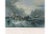This antique, harbor scene engraving, titled "The Market Boat", depicts a small boat with goods heading towards another...