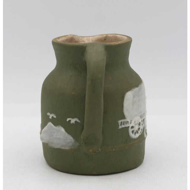 1960 North Carolina Cameo Decorated Small Pottery Pitcher by Walter Stephen For Sale - Image 4 of 11