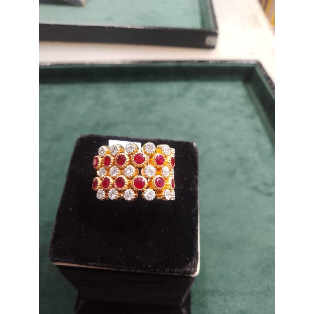 18k Gold Ruby 3.67ct & Diamond 2.01ct Halo Ring, New Design For Sale In New York - Image 6 of 8