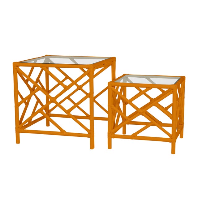 Chippendale Chippendale Nesting Tables - Orange For Sale - Image 3 of 7