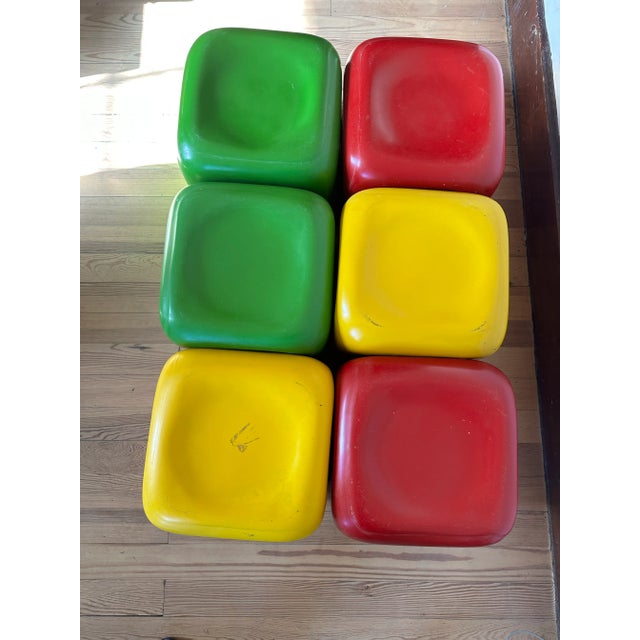Mid 20th Century Mid 20th Century A Set of 6 Multicolored Plastic Dice Stools For Sale - Image 5 of 6