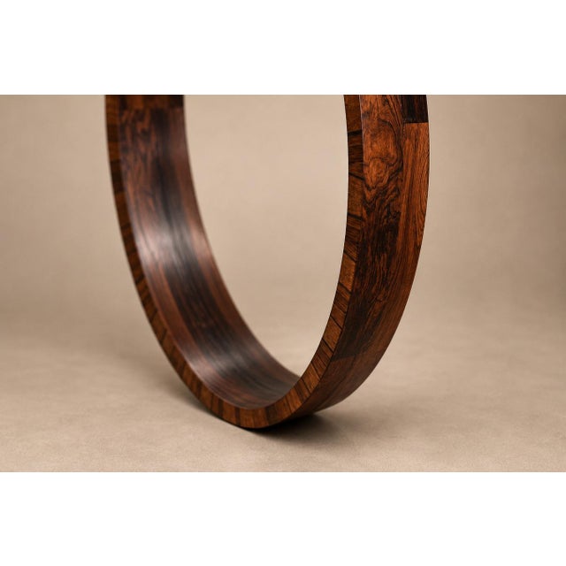 Wood Monumental Brazilian Modern Round Mirror in Rosewood, 1960s For Sale - Image 7 of 15