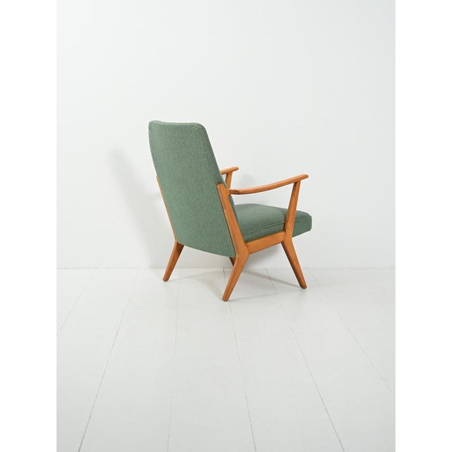 Scandinavian Armchair in Sage Green Wool, 1960s For Sale - Image 3 of 11