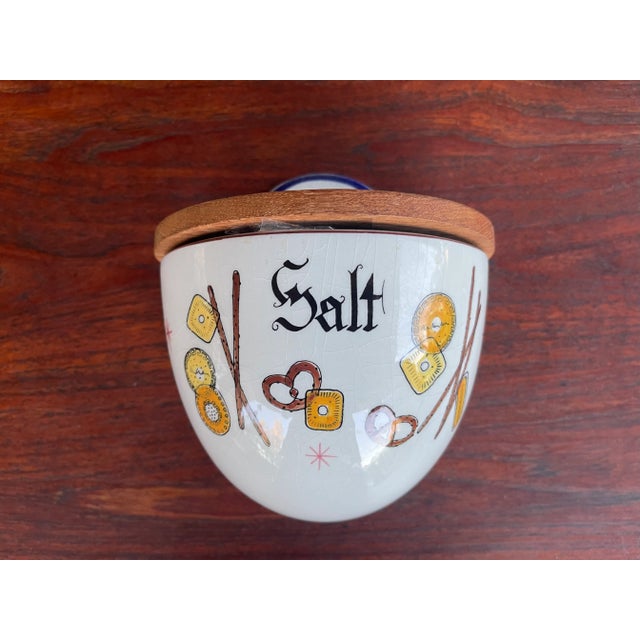 Mid-Century Modern Mid Century Knabstrup Keramik Denmark Handpainted Stoneware Wall Salt Box For Sale - Image 3 of 5