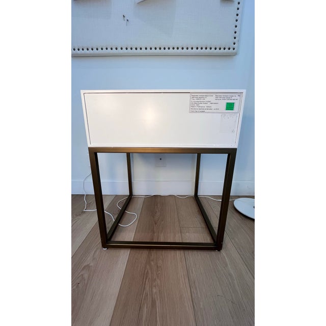 Restoration Hardware Avalon Night Stand Hardware White Wood, Antique Brass For Sale In Los Angeles - Image 6 of 9