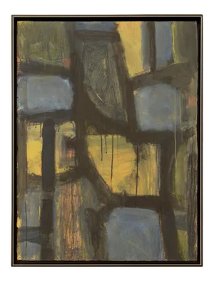 Late 20th Century "Steadfast" Abstract Mixed-Media Painting by David Garcia, Framed