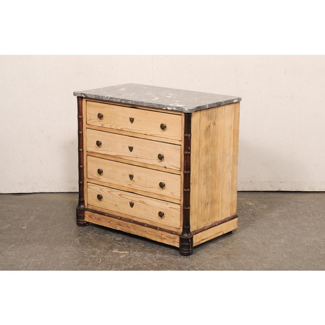 Wood Late 19th Century English Marble Top Chest W/ Bamboo Accents For Sale - Image 7 of 12