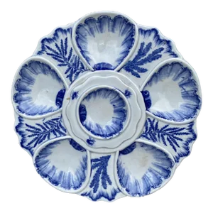 19th Century Blue and White Oyster Plate Vieillard Bordeaux
