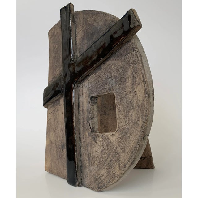 Abstract Brutalist Ceramic Artisan Sculpture & Candle Holder Signed Kress For Sale In Palm Springs - Image 6 of 8