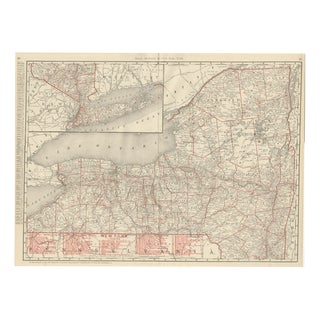 Antique Map of New York State by Rand McNally, 1899 For Sale