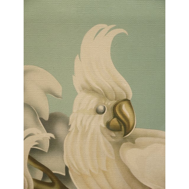 White Vintage Mid Century Cockatoos Lithograph Picture Print by Turner in Mirror Frame For Sale - Image 8 of 12