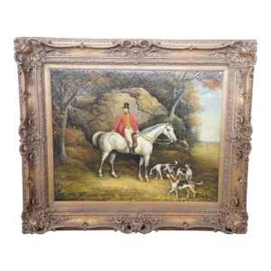 Mid 20th Century Viscount Rowland Hill on His Grey Hunter Portrait Painting After Richard Jones, Framed