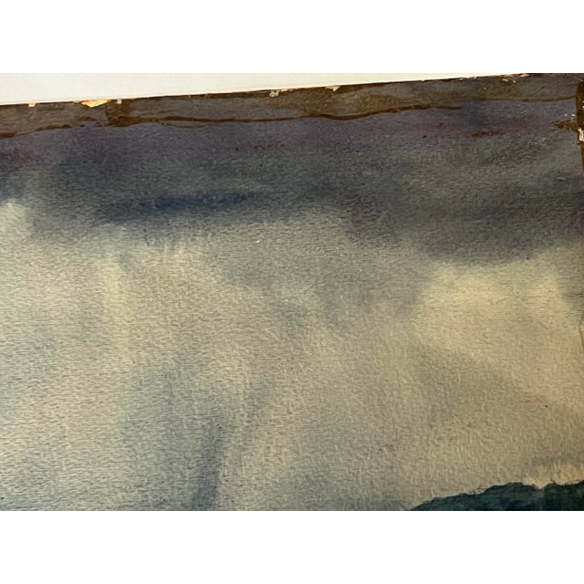 Vintage Framed Watercolor Stormy Farm Landscape For Sale - Image 9 of 11