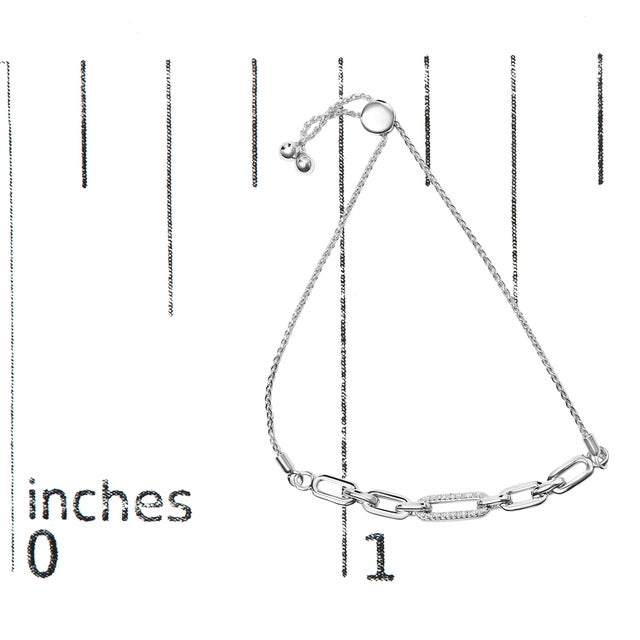 Early 21st Century .925 Sterling Silver 1/10 Cttw Diamond Paperclip Link Adjustable Bolo Bracelet (I-J Color, I2-I3 Cla For Sale - Image 5 of 5