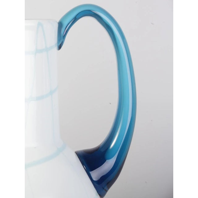 Blue and White Glass Vase and Jug Set from Bohemia Crystal, 1990s, Set of 2 For Sale - Image 7 of 15