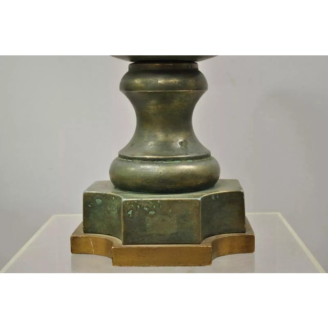 Mid 20th Century Marbro Mid Century Modern Large Green Ceramic Pottery Leafy Scroll Table Lamp For Sale - Image 5 of 12