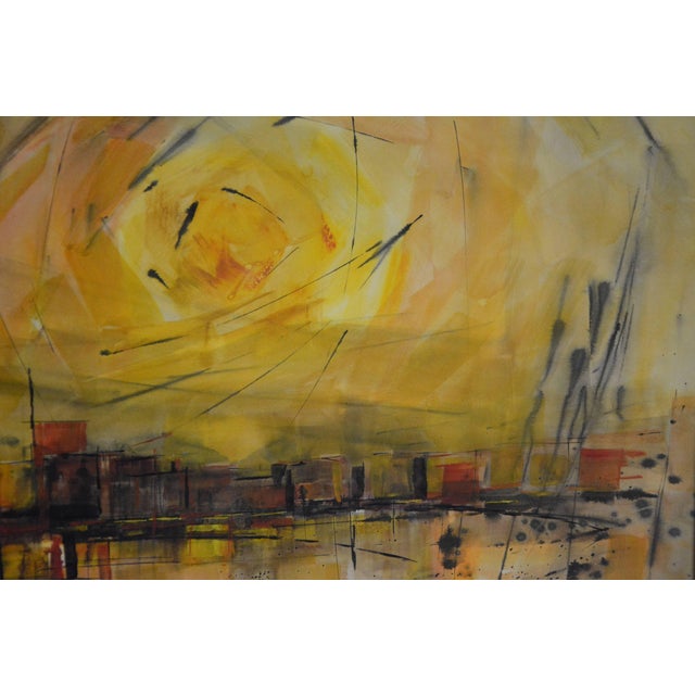 Gold Anton Weiss City Scape Framed Watercolor, 1965 For Sale - Image 8 of 9