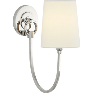 Thomas O'Brien for Visual Comfort Signature Reed Single Sconce in Polished Nickel with Linen Shade