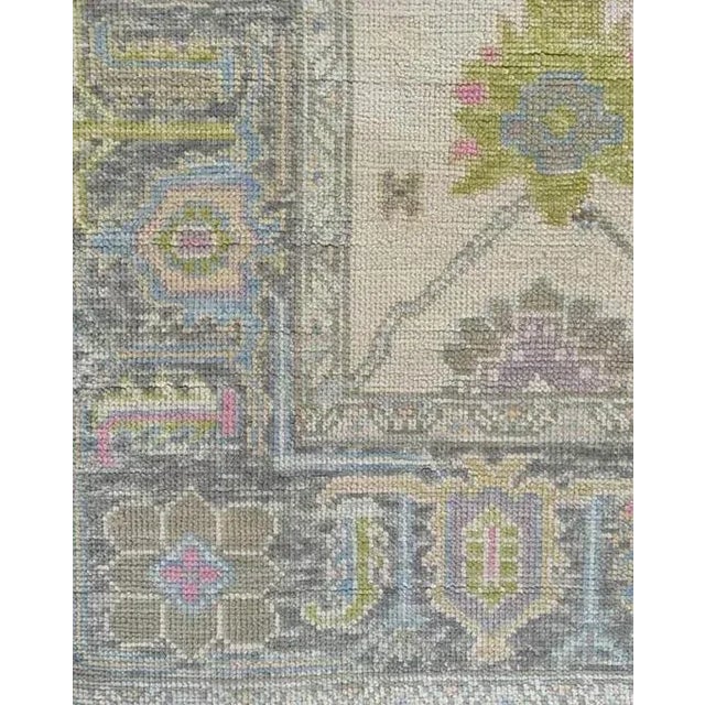 Textile Modern Handknotted Oushak Rug in Poppy Pink, Lavender & Sky Blue, 8' x 10' For Sale - Image 7 of 7