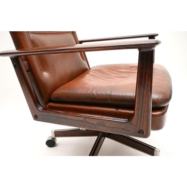Vintage Danish Leather Desk Chair attributed to Arne Vodder from Sibast, 1960 For Sale - Image 9 of 11