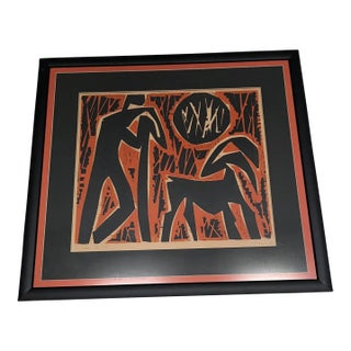 1969 Abstract Figurative Gabor Pasztor Numbered Lithograph Framed For Sale
