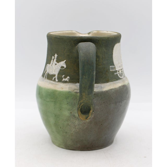 1948 North Carolina Cameo Decorated Pottery Pitcher by Walter Stephen For Sale - Image 4 of 11