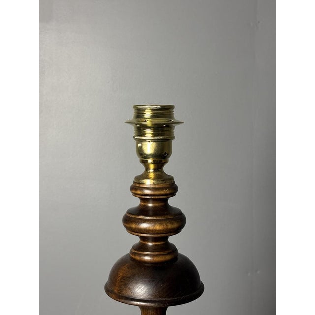 Wood Large Brutalist Table Lamp in Wood and Cast Iron, 1960s For Sale - Image 7 of 18