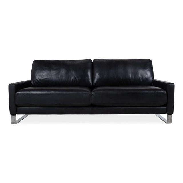 Rolf Benz Ego Leather Three-Seater Black Sofa Couch For Sale - Image 11 of 11
